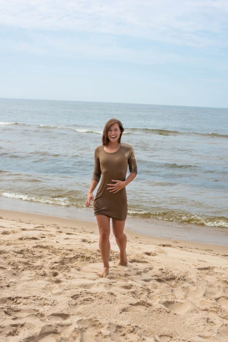 Charming amateur teen Mina poses nude on the beach & exposes her sizzling body