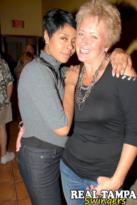 Mature lady Tracy Lick introduces her swinging friends at a party