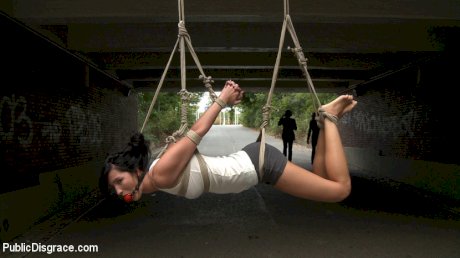 Dark-haired girl is humiliated and fucked while in public - Photo 2
