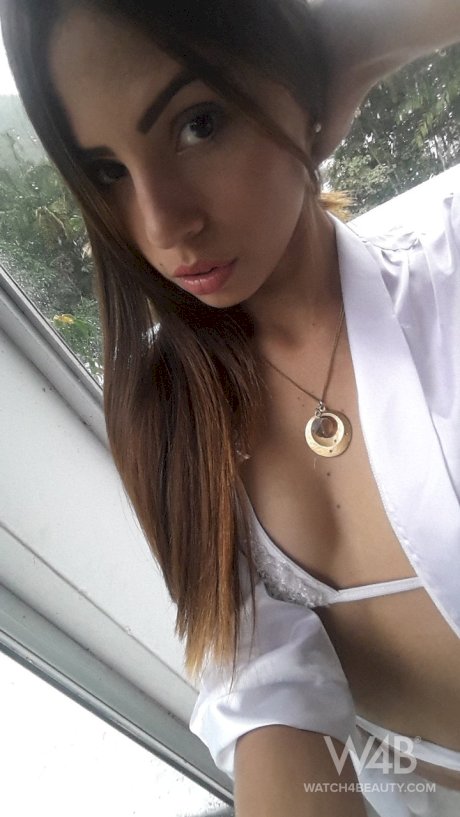 Sweet Latina Mily Mendoza exposes her adorable round ass and masturbates