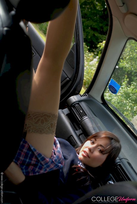 Sexy Asian babe Lily stripping and touching her hot body in the car - Photo 9