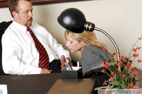 Blonde secretary Velicity Von seduces her boss for sex in his office