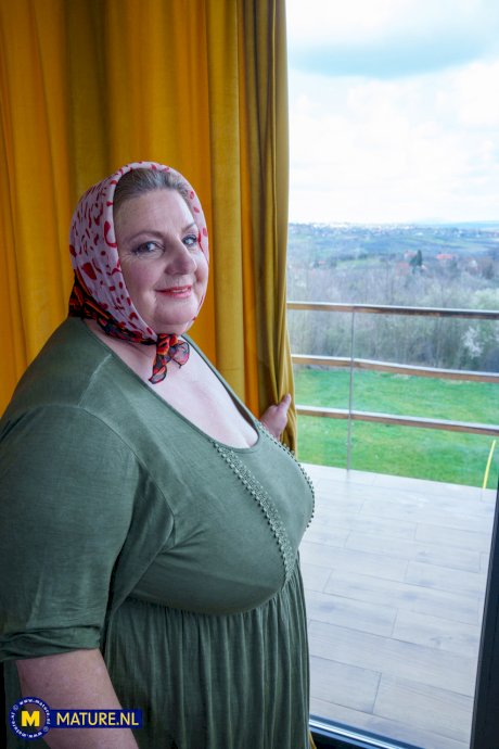 Obese old woman has sexual intercourse with a young feller