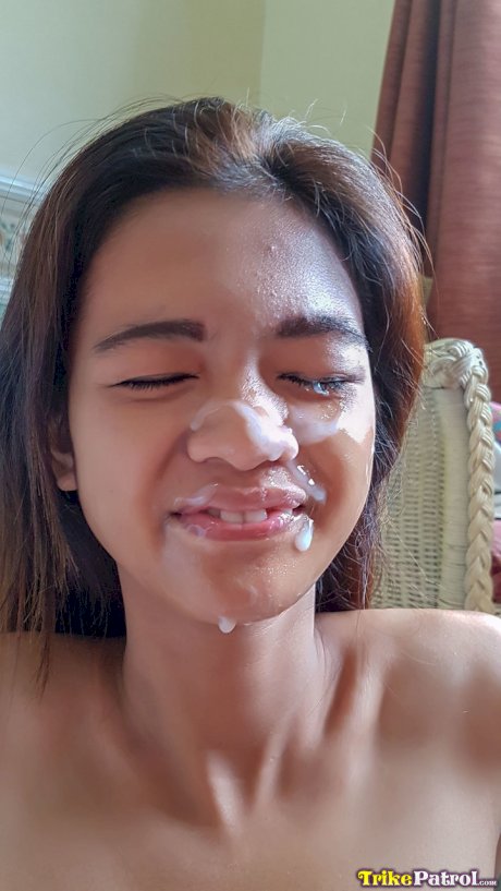 Filipina beauty Lyka Lucero takes a monster facial after sucking a dick in POV