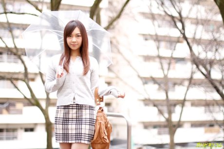 Little Japanese cutie Saki Hujii gets her pussy boned and accidentally jizzed - Photo 1