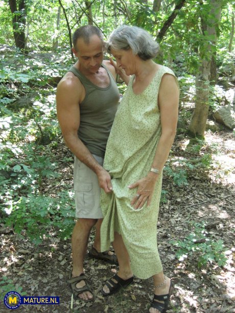 Lustful amateur granny Birgitta K gets her mature cunt fucked in the forest