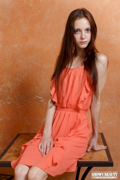 Very skinny girl Lapa removes her dress to bare her scrawny ass and pussy - Photo 2