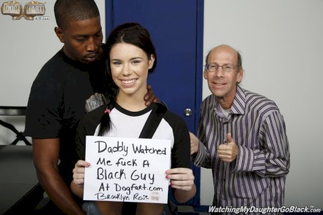 Cute college girl Brooklyn Rose fucked by black boyfriend in front of stepdad