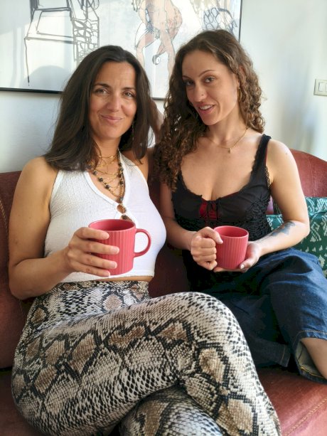 Beautiful lesbians Sofi L and Calita show off their tits and lick pussy - Photo 9