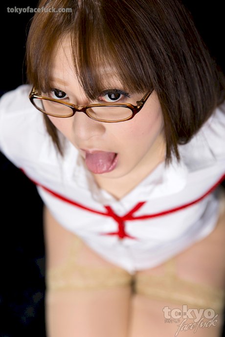 Ball licking Asian babe gags on a huge cock in force fed deepthroat