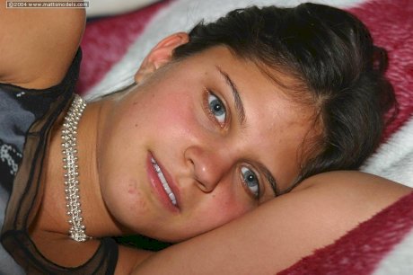 Teen first timer sucks her thumb before showing her trimmed bush in the nude - Photo 1