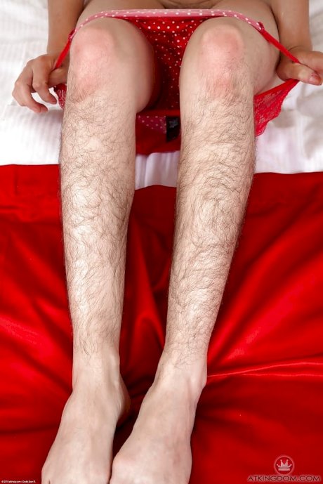 Mature solo girl with hairy legs and furry armpits revealing beaver - Photo 8