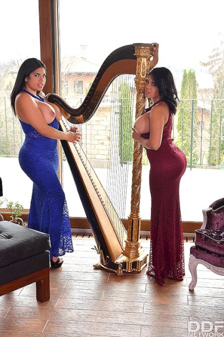 Latina dykes Kesha Ortega & Sheila Ortega doff long dresses before anal play