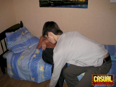 Slender teen and her boyfriend warm up with foreplay before intercourse begins