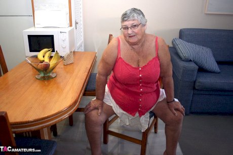 Sassy SSBBW Grandma Libby bends over naked to how off her huge fatty ass