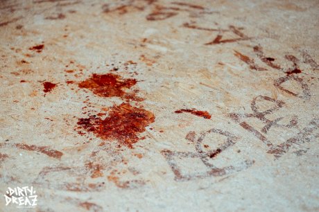 Body modifiers leave a pool of blood on the floor after having sex