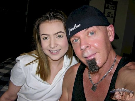 Barely legal teen Daisy Bean blows an old man and swallows his cum - Photo 1