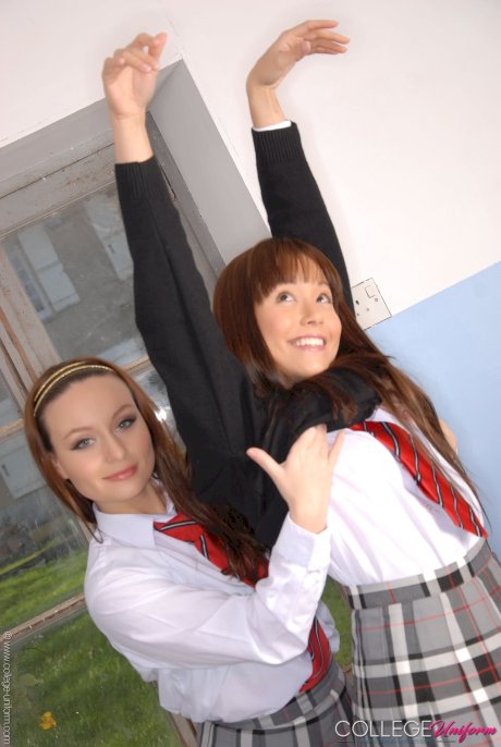 Lesbian schoolgirls Carla Brown and Lily strip & pose in their lingerie - Photo 10
