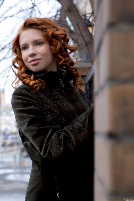 Glamorous ginger Gillian A touches her juicy tits and spreads her hairy pussy - Photo 1
