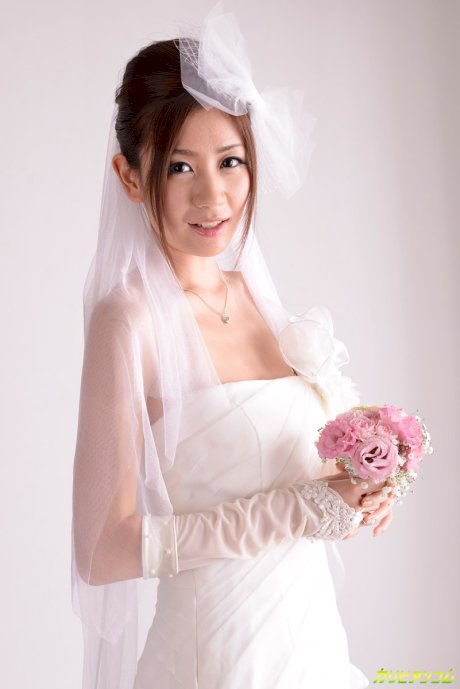 Freshly married Japanese babe Kaori Maeda	gets her bush roughly penetrated