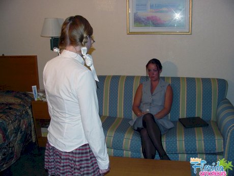 Geeky schoolgirl Candy is introduced to lesbian sex by her teacher Chynna