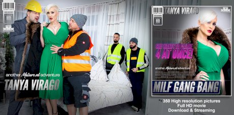 Big titted blonde cougar Tanya Virago gets gangbanged by construction workers