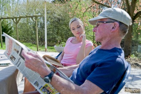 Czech blonde Vinna Reed gets fucked outdoors by a group of old men
