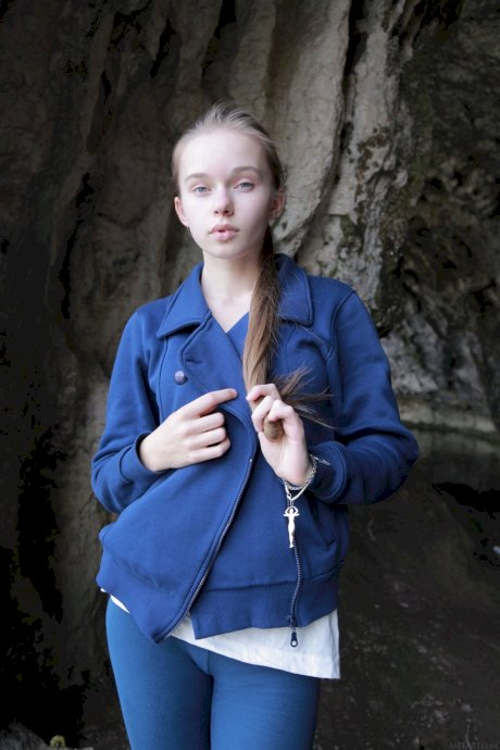 Sweet teen with pigtails Milena D reveals her bushy twat and poses on a couch - Photo 20