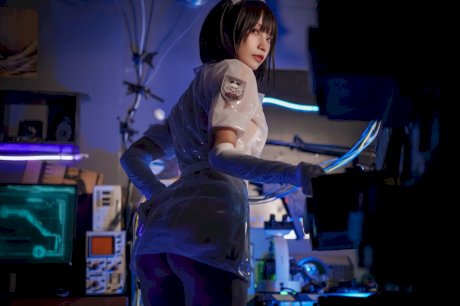 Pretty petite Asian nurse flaunts her hot ass wearing her slutty uniform