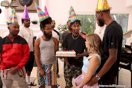 Cute Coco Lovelock turns her birthday party into an interracial blowbang