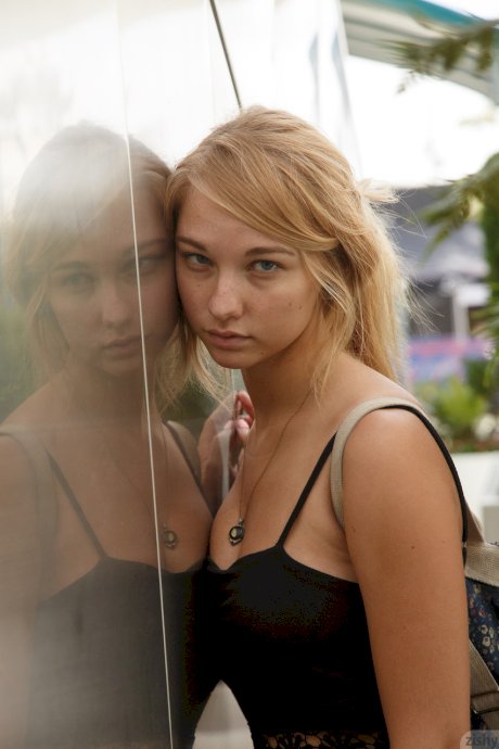 Teen girlfriend Lily Ivy flashes her ass and incredible natural tits in public