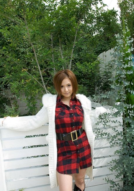 Japanese chick Yui Aoyama exposes big naturals and bush in solo action