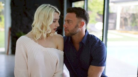 Blonde pornstar Kenna James taking a hardcore pounding on the bed