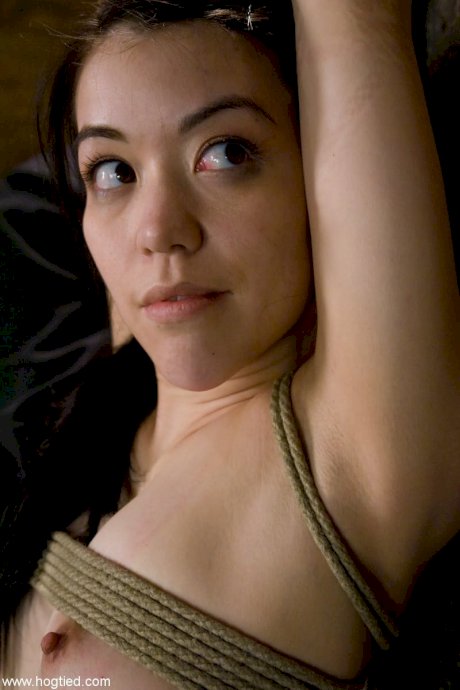 Naked female is masturbated while suspended by rope in a dungeon - Photo 1
