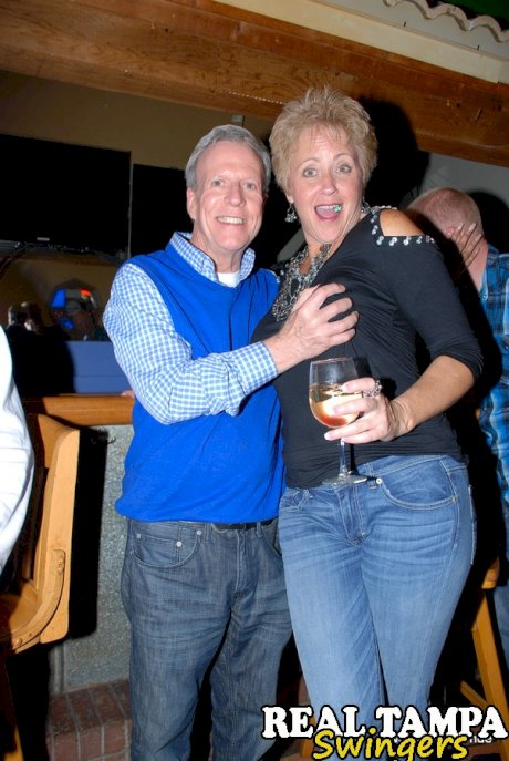 Mature lady Tracy Lick introduces her swinging friends at a party