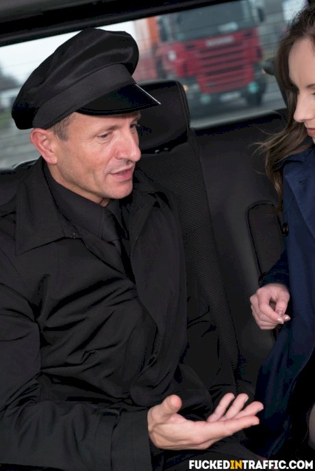 Rich little slut seduces limo driver for backseat blowjob and cowgirl fuck