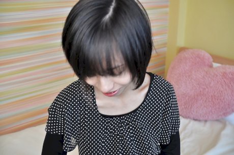 Teenager Masumi Miyaji shows her hairy pussy and small boobies
