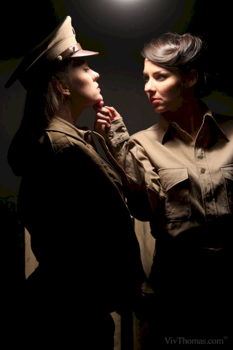 Sexy military girls Blue Angel & Cindy Hope finger each other's pussies