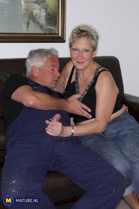 Busty granny Angie takes a cumshot on her big tits after wild hardcore sex - Photo 5