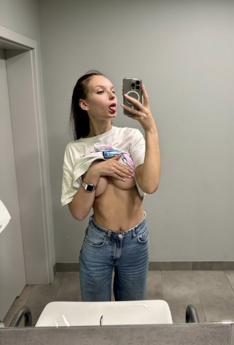 Skinny teen flashes her juicy tits while teasing in sexy panties