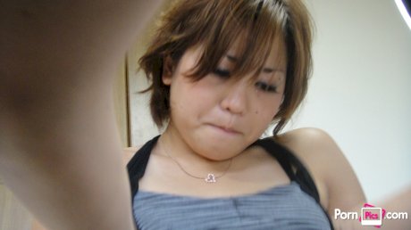 Tiny Japanese MILF Nana Kaisaki gives her guy a sloppy blowjob and a titjob