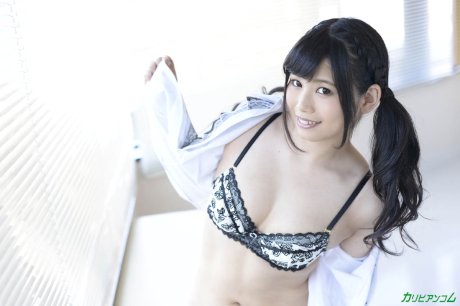 Sexy Japanese actress Miyu Shina showing her creamy pussy after hardcore sex
