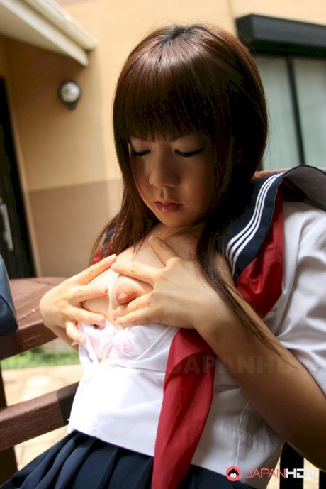 Japanese schoolgirl Shino Mizusawa endures breast massage while masturbating