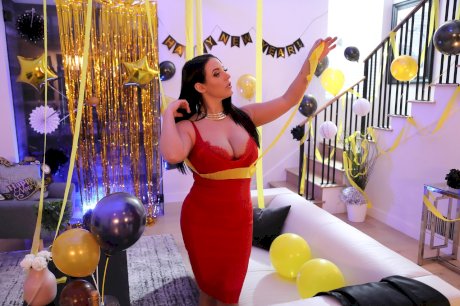 Busty Angela White takes a cock in her warm cunt after a New Year's party