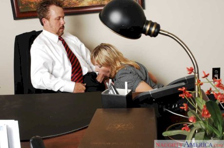 Blonde secretary Velicity Von seduces her boss for sex in his office