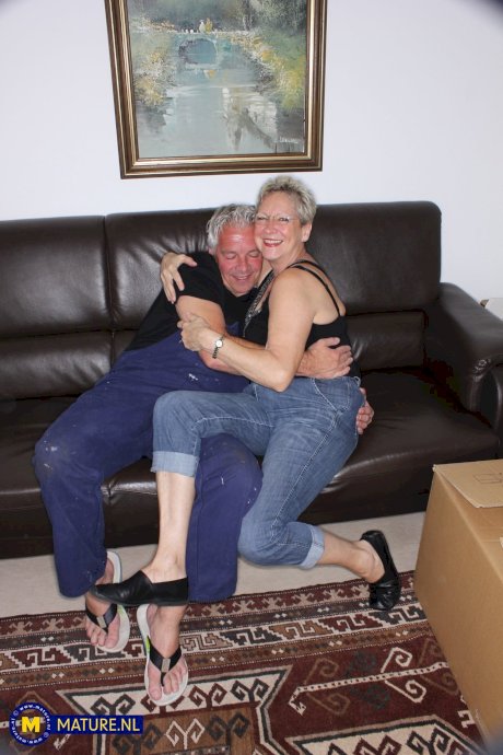 Busty granny Angie takes a cumshot on her big tits after wild hardcore sex - Photo 3