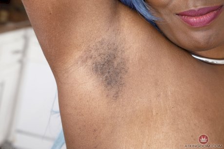 Curvy ebony amateur Atomic Ana Algos strips slowly and flaunts her bushy twat - Photo 15
