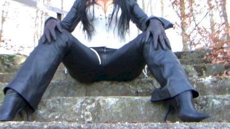 Dark-haired MILF Lady Angelina gives a blowjob during outdoor action - Photo 15