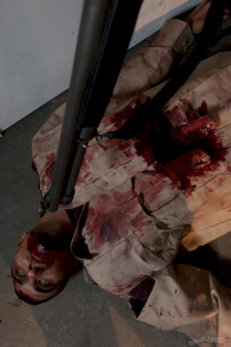Tattooed pornstars create a Walking Dead scene done as an XXX parody