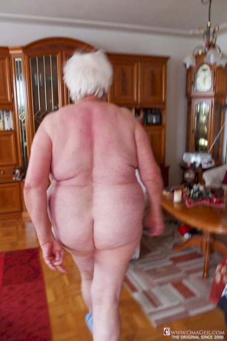 Naughty granny Neebana shows her chubby body while completely naked